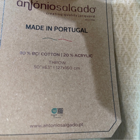 Antonio Salgado Throw Blanket BCI Cotton Blend Colorblock 50x63” Made Portugal - Picture 6 of 12